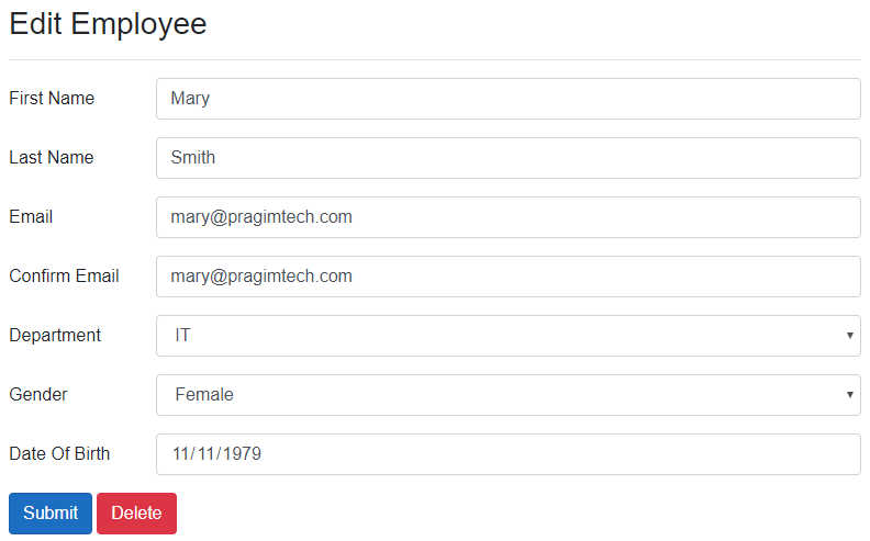 delete database row from blazor